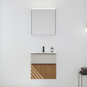 burgbad Fiumo 2.0 Badmöbelset 62 cm mit Waschtisch mit Unterschrank mit Griff G0200 und Spiegelschrank