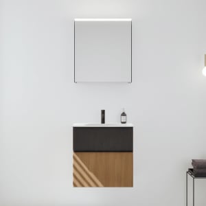 burgbad Fiumo 2.0 Badmöbelset 62 cm mit Waschtisch mit Unterschrank mit Griff G0200 und Spiegelschrank