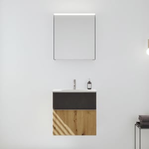 burgbad Fiumo 2.0 Badmöbelset 62 cm mit Waschtisch mit Unterschrank mit Griff G0146 und Spiegelschrank