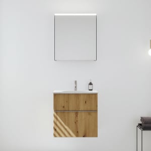 burgbad Fiumo 2.0 Badmöbelset 62 cm mit Waschtisch mit Unterschrank mit Griff G0146 und Spiegelschrank