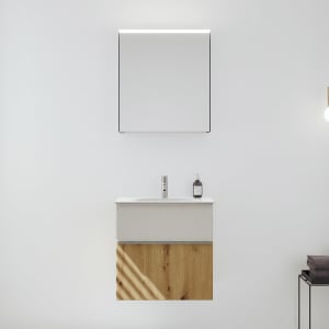 burgbad Fiumo 2.0 Badmöbelset 62 cm mit Waschtisch mit Unterschrank mit Griff G0146 und Spiegelschrank