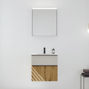 burgbad Fiumo 2.0 Badmöbelset 62 cm mit Waschtisch mit Unterschrank mit Griff G0200 und Spiegelschrank