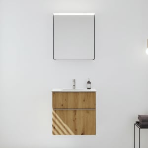 burgbad Fiumo 2.0 Badmöbelset 62 cm mit Waschtisch mit Unterschrank mit Griff G0146 und Spiegelschrank