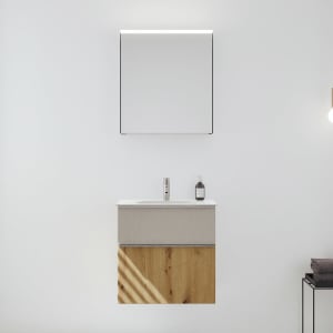 burgbad Fiumo 2.0 Badmöbelset 62 cm mit Waschtisch mit Unterschrank mit Griff G0146 und Spiegelschrank