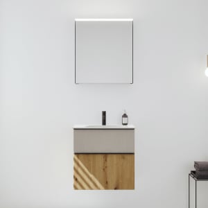 burgbad Fiumo 2.0 Badmöbelset 62 cm mit Waschtisch mit Unterschrank mit Griff G0200 und Spiegelschrank