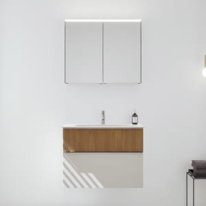 burgbad Fiumo 2.0 Badmöbelset 82 cm mit Waschtisch mit Unterschrank mit Griff G0146 und Spiegelschrank