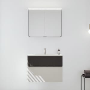 burgbad Fiumo 2.0 Badmöbelset 82 cm mit Waschtisch mit Unterschrank mit Griff G0146 und Spiegelschrank