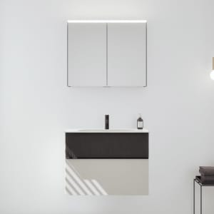 burgbad Fiumo 2.0 Badmöbelset 82 cm mit Waschtisch mit Unterschrank mit Griff G0200 und Spiegelschrank