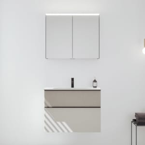 burgbad Fiumo 2.0 Badmöbelset 82 cm mit Waschtisch mit Unterschrank mit Griff G0200 und Spiegelschrank