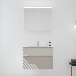 burgbad Fiumo 2.0 Badmöbelset 82 cm mit Waschtisch mit Unterschrank mit Griff G0146 und Spiegelschrank