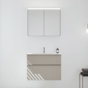 burgbad Fiumo 2.0 Badmöbelset 82 cm mit Waschtisch mit Unterschrank mit Griff G0146 und Spiegelschrank