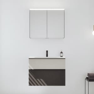 burgbad Fiumo 2.0 Badmöbelset 82 cm mit Waschtisch mit Unterschrank mit Griff G0200 und Spiegelschrank