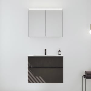 burgbad Fiumo 2.0 Badmöbelset 82 cm mit Waschtisch mit Unterschrank mit Griff G0200 und Spiegelschrank
