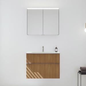 burgbad Fiumo 2.0 Badmöbelset 82 cm mit Waschtisch mit Unterschrank mit Griff G0146 und Spiegelschrank