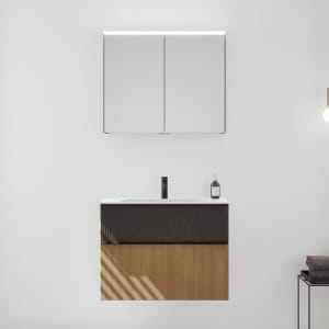 burgbad Fiumo 2.0 Badmöbelset 82 cm mit Waschtisch mit Unterschrank mit Griff G0200 und Spiegelschrank