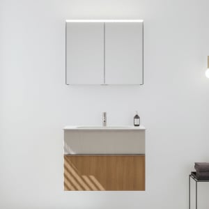 burgbad Fiumo 2.0 Badmöbelset 82 cm mit Waschtisch mit Unterschrank mit Griff G0146 und Spiegelschrank