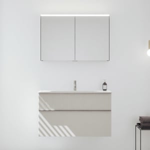 burgbad Fiumo 2.0 Badmöbelset 102 cm mit Waschtisch mit Unterschrank mit Griff G0146 und Spiegelschrank