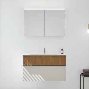 burgbad Fiumo 2.0 Badmöbelset 102 cm mit Waschtisch mit Unterschrank mit Griff G0146 und Spiegelschrank