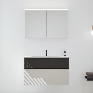 burgbad Fiumo 2.0 Badmöbelset 102 cm mit Waschtisch mit Unterschrank mit Griff G0200 und Spiegelschrank