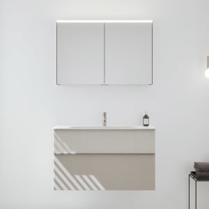 burgbad Fiumo 2.0 Badmöbelset 102 cm mit Waschtisch mit Unterschrank mit Griff G0146 und Spiegelschrank