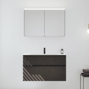 burgbad Fiumo 2.0 Badmöbelset 102 cm mit Waschtisch mit Unterschrank mit Griff G0200 und Spiegelschrank
