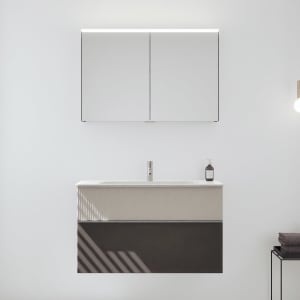 burgbad Fiumo 2.0 Badmöbelset 102 cm mit Waschtisch mit Unterschrank mit Griff G0146 und Spiegelschrank