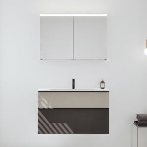 burgbad Fiumo 2.0 Badmöbelset 102 cm mit Waschtisch mit Unterschrank mit Griff G0200 und Spiegelschrank