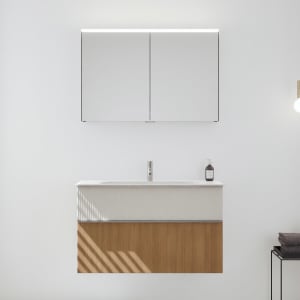 burgbad Fiumo 2.0 Badmöbelset 102 cm mit Waschtisch mit Unterschrank mit Griff G0146 und Spiegelschrank