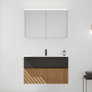 burgbad Fiumo 2.0 Badmöbelset 102 cm mit Waschtisch mit Unterschrank mit Griff G0200 und Spiegelschrank