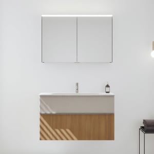 burgbad Fiumo 2.0 Badmöbelset 102 cm mit Waschtisch mit Unterschrank mit Griff G0146 und Spiegelschrank