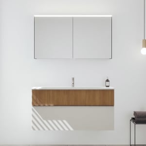 burgbad Fiumo 2.0 Badmöbelset 122 cm mit Waschtisch mit Unterschrank mit Griff G0146 und Spiegelschrank