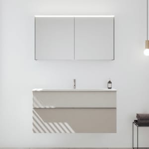 burgbad Fiumo 2.0 Badmöbelset 122 cm mit Waschtisch mit Unterschrank mit Griff G0146 und Spiegelschrank