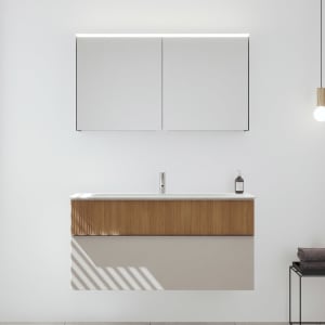 burgbad Fiumo 2.0 Badmöbelset 122 cm mit Waschtisch mit Unterschrank mit Griff G0146 und Spiegelschrank