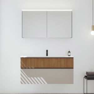 burgbad Fiumo 2.0 Badmöbelset 122 cm mit Waschtisch mit Unterschrank mit Griff G0200 und Spiegelschrank