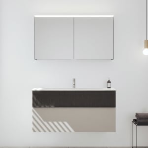 burgbad Fiumo 2.0 Badmöbelset 122 cm mit Waschtisch mit Unterschrank mit Griff G0146 und Spiegelschrank