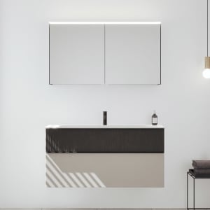 burgbad Fiumo 2.0 Badmöbelset 122 cm mit Waschtisch mit Unterschrank mit Griff G0200 und Spiegelschrank