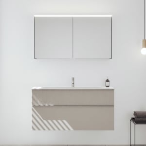 burgbad Fiumo 2.0 Badmöbelset 122 cm mit Waschtisch mit Unterschrank mit Griff G0146 und Spiegelschrank