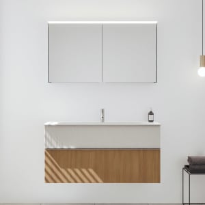 burgbad Fiumo 2.0 Badmöbelset 122 cm mit Waschtisch mit Unterschrank mit Griff G0146 und Spiegelschrank