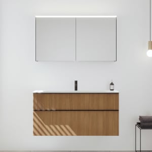 burgbad Fiumo 2.0 Badmöbelset 122 cm mit Waschtisch mit Unterschrank mit Griff G0200 und Spiegelschrank