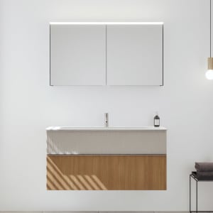 burgbad Fiumo 2.0 Badmöbelset 122 cm mit Waschtisch mit Unterschrank mit Griff G0146 und Spiegelschrank