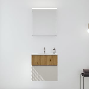 burgbad Fiumo 2.0 Badmöbelset 62 cm mit Waschtisch mit Unterschrank mit Griff G0146 und Spiegelschrank