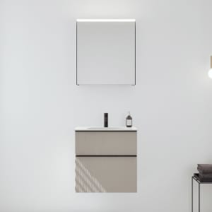 burgbad Fiumo 2.0 Badmöbelset 62 cm mit Waschtisch mit Unterschrank mit Griff G0200 und Spiegelschrank