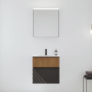 burgbad Fiumo 2.0 Badmöbelset 62 cm mit Waschtisch mit Unterschrank mit Griff G0200 und Spiegelschrank