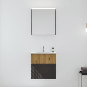 burgbad Fiumo 2.0 Badmöbelset 62 cm mit Waschtisch mit Unterschrank mit Griff G0146 und Spiegelschrank