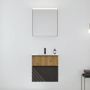 burgbad Fiumo 2.0 Badmöbelset 62 cm mit Waschtisch mit Unterschrank mit Griff G0200 und Spiegelschrank