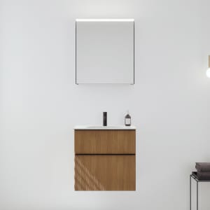 burgbad Fiumo 2.0 Badmöbelset 62 cm mit Waschtisch mit Unterschrank mit Griff G0200 und Spiegelschrank