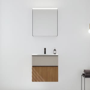 burgbad Fiumo 2.0 Badmöbelset 62 cm mit Waschtisch mit Unterschrank mit Griff G0200 und Spiegelschrank