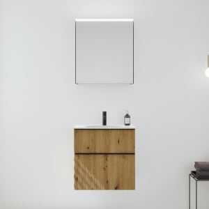 burgbad Fiumo 2.0 Badmöbelset 62 cm mit Waschtisch mit Unterschrank mit Griff G0200 und Spiegelschrank