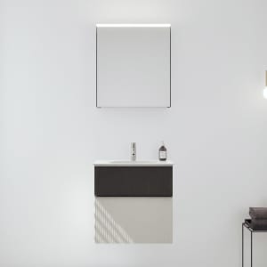 burgbad Fiumo 2.0 Badmöbelset 62 cm mit Waschtisch mit Unterschrank mit Griff G0146 und Spiegelschrank