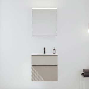 burgbad Fiumo 2.0 Badmöbelset 62 cm mit Waschtisch mit Unterschrank mit Griff G0200 und Spiegelschrank
